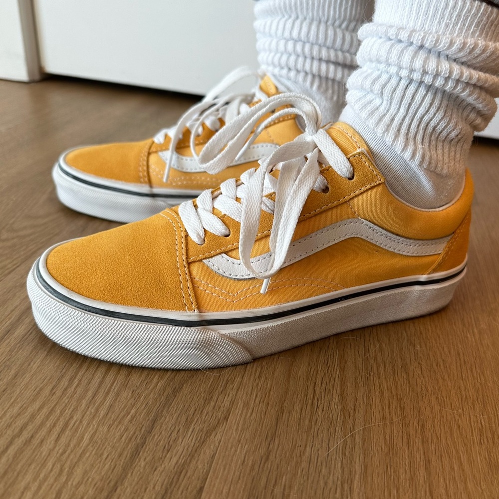2 Tone Old Skool Vans Yellow White Strip W6.5 - Picture 6 of 7